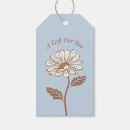 Elegant Light Blue Daisy Gift-Märkre Presentetikett