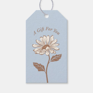 Elegant Light Blue Daisy Gift-Märkre Presentetikett
