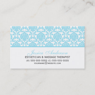 Elegant Light Blue Damask-mönster Visitkort