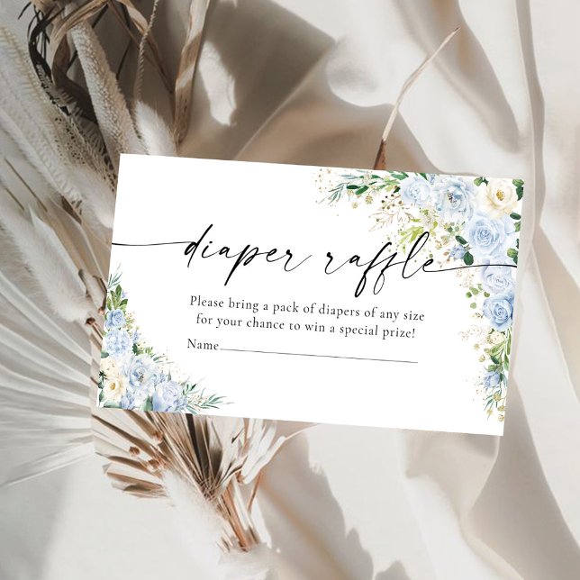 Elegant Light Blue Diaper Raffle  Enclosur Tilläggskort (Skapare uppladdad)