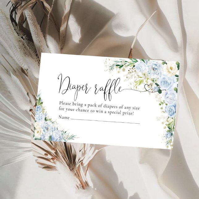 Elegant Light Blue Diaper Raffle  Enclosur Tilläggskort (Skapare uppladdad)