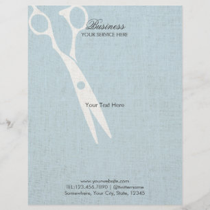 Elegant Light Blue Faux Linen Hair Salon Brochures Reklamblad