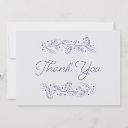 Elegant Light Blue Floral Vines Thank You Card Inbjudningar