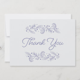 Elegant Light Blue Floral Vines Thank You Card Inbjudningar