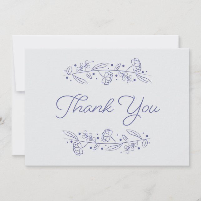 Elegant Light Blue Floral Vines Thank You Card Inbjudningar (Framsida)