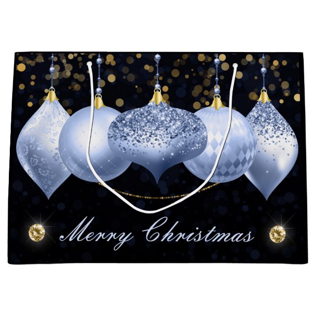 Elegant Light Blue & Guld Baubles God jul (Framsidan)