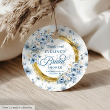 Elegant Light Blue Guld Glitter Flowers Möhippa