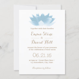 Elegant Light Blue Lotus Flower Bröllop Inbjudningar