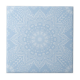 Elegant Light Blue Mandala Kakelplatta