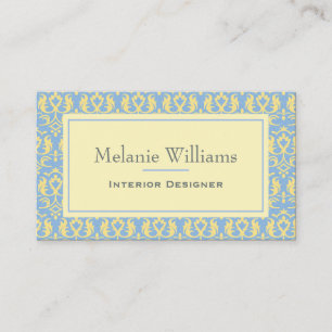 Elegant Light Blue Ornate Textile Mönster Visitkort