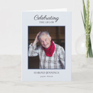 Elegant Light Blue Photo Funeral Memorial Program
