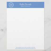Elegant Light Blue Professionell Monogram Business