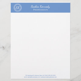 Elegant Light Blue Professionell Monogram Business Brevhuvud