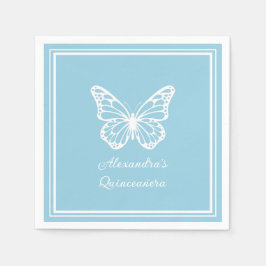 Elegant Light Blue Quinceañera - Butterfly  Pappersservett