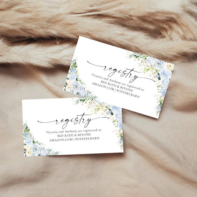 Elegant Light Blue Registry Enclosure Card Tilläggskort (Skapare uppladdad)