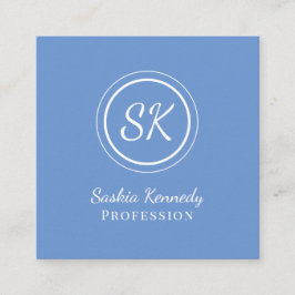 Elegant Light Blue Script Professionell Monogram Fyrkantigt Visitkort