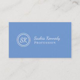 Elegant Light Blue Script Professionell Monogram Visitkort