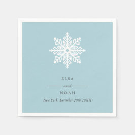 Elegant Light Blue Snowflake Monogram Pappersservett