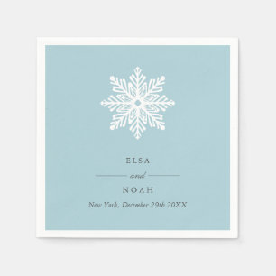 Elegant Light Blue Snowflake Monogram Pappersservett