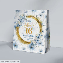 Elegant Light Blue Sweet sixteen Glitter Bag