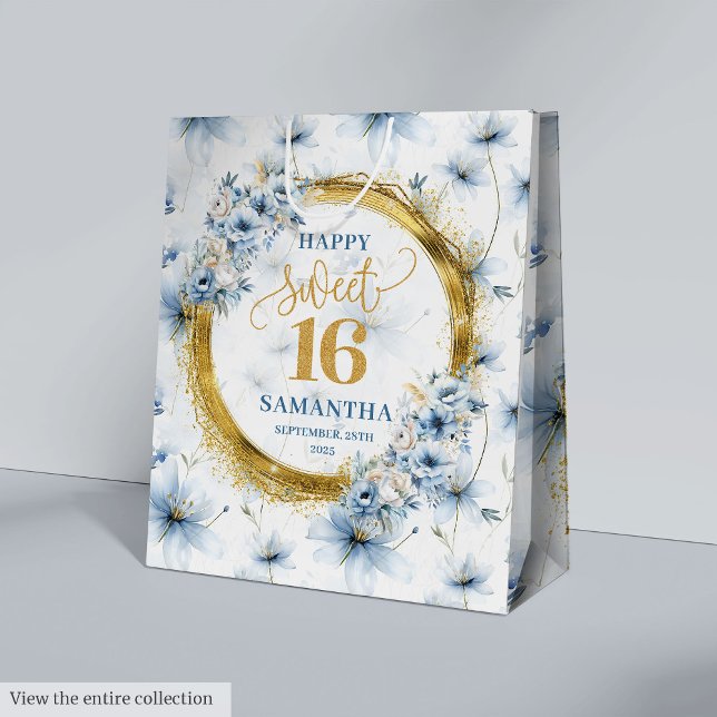Elegant Light Blue Sweet sixteen Glitter Bag (Elegant Light Blue Sweet Sixteen Gold Glitter Bag)