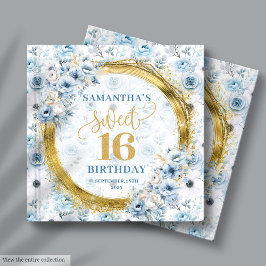 Elegant Light Blue Sweet sixteen Guest Bok Gift