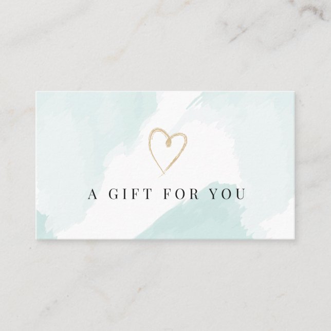 Elegant Light Blue Watercolor Gift Certificate Visitkort (Framsida)