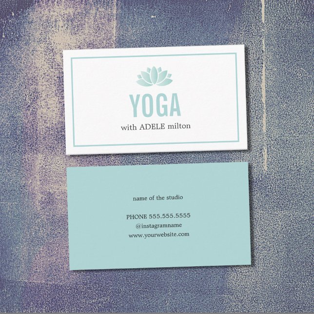 Elegant Light Blue White Lotus Yoga Instructor Visitkort (Skapare uppladdad)