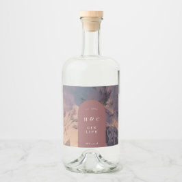Elegant Light Boho Blommigt Lila Botaniskt GIN Spritflaskor Etikett