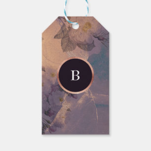 Elegant Light Boho Blommigt Lila Ro Guld Bröllop v Presentetikett
