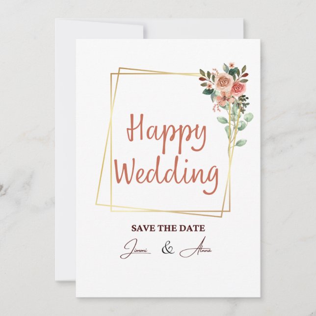 Elegant Light Brown Photo Collage Bröllop Invati Inbjudningar (Framsida)