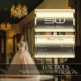 Elegant Light Golden Shimmer Optics 3D Initialer Visitkort