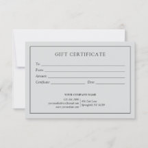 Elegant Light Grått Business Gift Certificate Logo