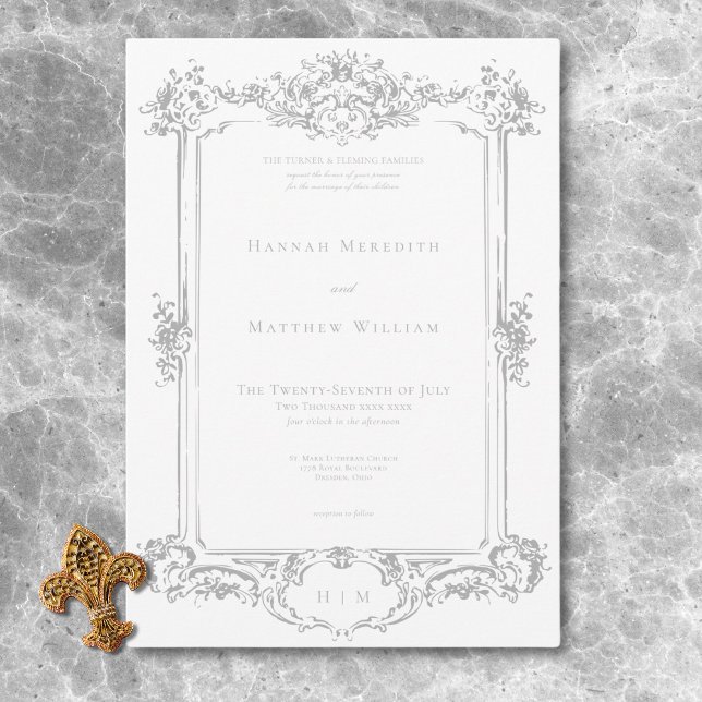 Elegant Light Grått Chinoiserie Cherub Bröllop Inbjudningar (Elegant Light Gray Chinoiserie Cherub Wedding Invitation)