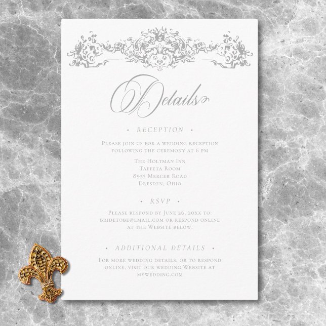 Elegant Light Grått Chinoiserie Cherub Bröllop Tilläggskort (Elegant Light Gray Chinoiserie Cherub Wedding Enclosure Card)