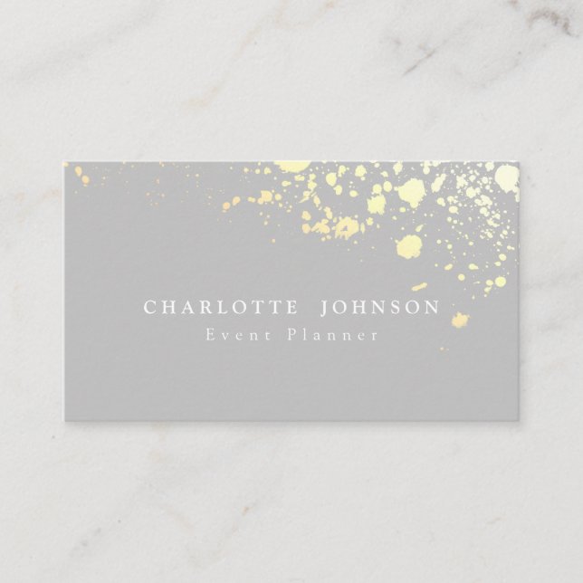 Elegant Light Grått Faux Guld Splatter, Profession Visitkort (Framsida)