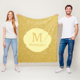 Elegant Light Guld Baroque Damask Anpassningsbar Fleecefilt