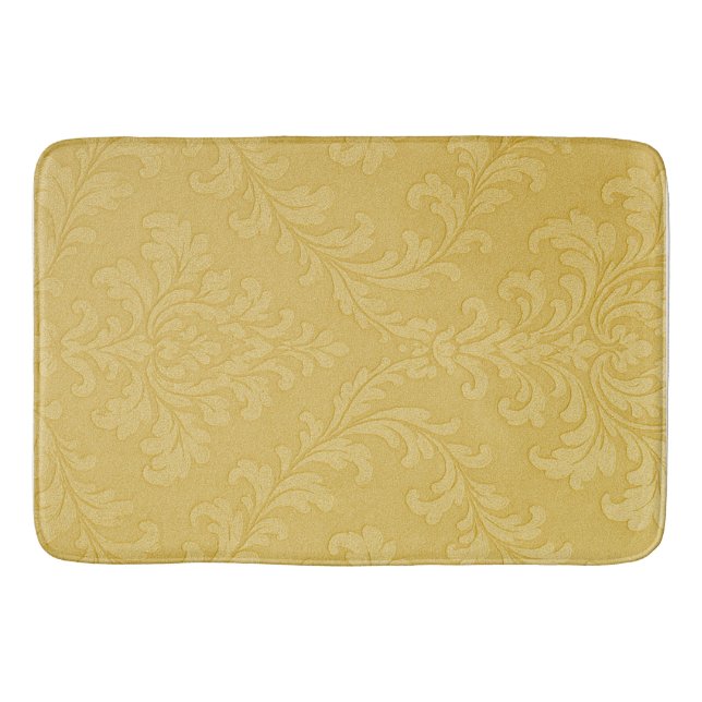 Elegant Light Guld Baroque Damask Badrumsmatta (Framsidan)