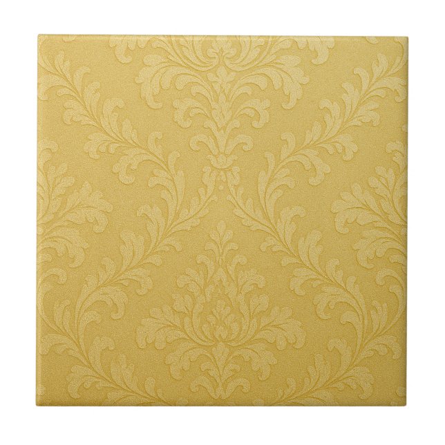 Elegant Light Guld Baroque Damask Kakelplatta (Framsidan)