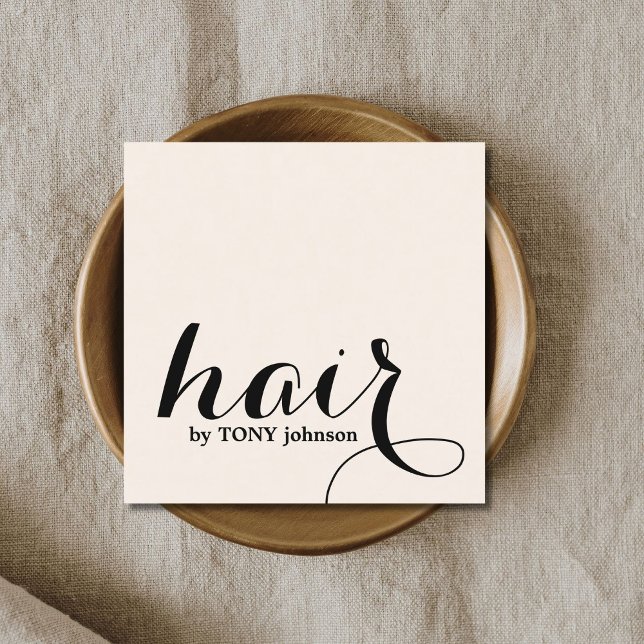 Elegant Light Gult Black Fold Hair Fyrkantigt Visitkort (Skapare uppladdad)