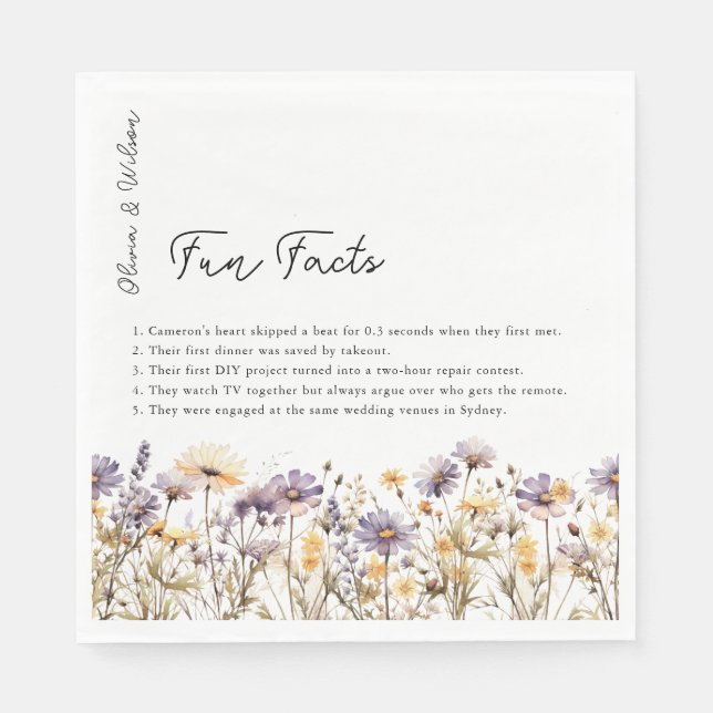 Elegant Light Lila Blommigt Bröllop Pappersservett (Framsidan)