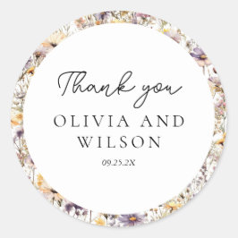 Elegant Light Lila Blommigt Bröllop Runt Klistermärke