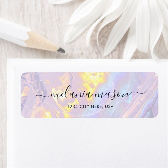 Elegant Light Lila HoloGraph Modern Returadress Etikett (Insitu)