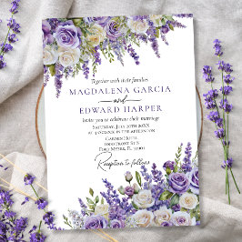 Elegant Light Lila Lavender Ro Blommigt Bröllop Inbjudningar