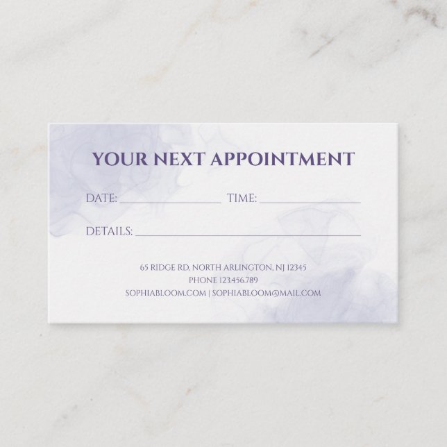 Elegant Light Lila Liquid Watercolor Bläck Tidsbeställning Kort (Framsida)