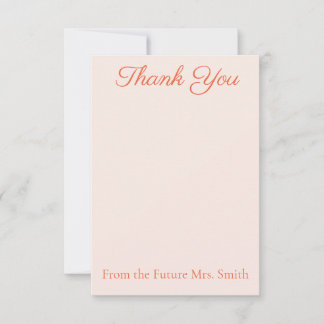 Elegant Light Orange Bridal Shower Thank You Cards Tack Kort