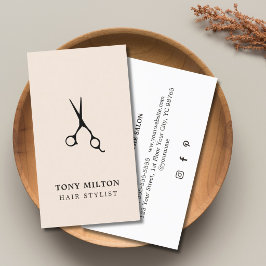 Elegant Light Pastel Black Scissors Hairstylist Visitkort