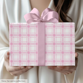 Elegant Light Pink Gingham 50th Birthday Wrapping Presentpapper