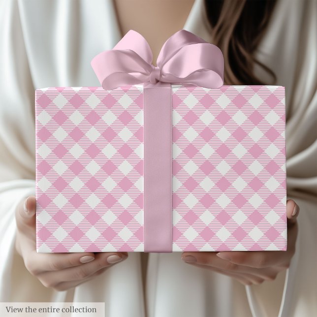 Elegant Light Pink Tartan Birthday Wrapping Paper Presentpapper (Elegant Light Pink Tartan Birthday Wrapping Paper)