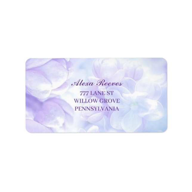 Elegant Light Purple Lilac Flowers Wedding Adressetikett (Framsidan)